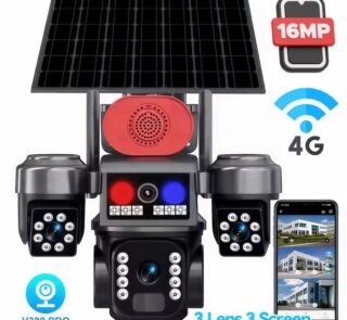 Соларна 4G охранителна камера Sunvision с 3 обектива – 16 MP 4G - SIM карта - цена